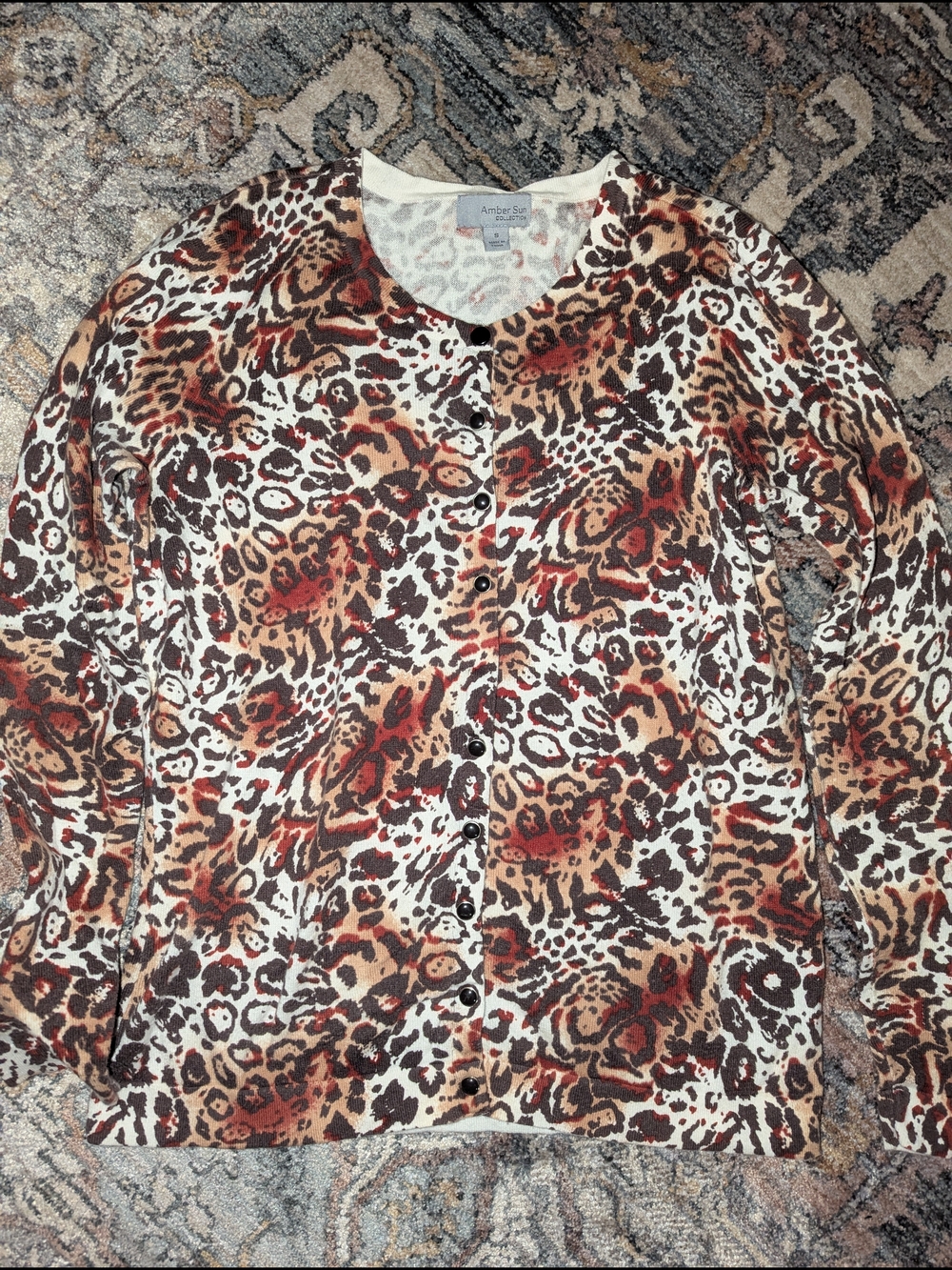 Y2K Leopard Print Button Cardigan